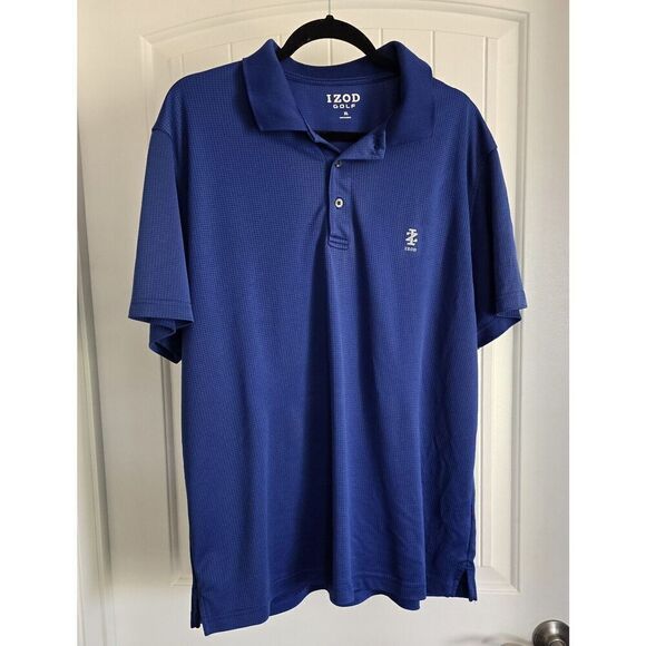 IZOD Golf Men's Polo Shirt Size Large XL performance BREATHABLE Navy Blue - Picture 1 of 9